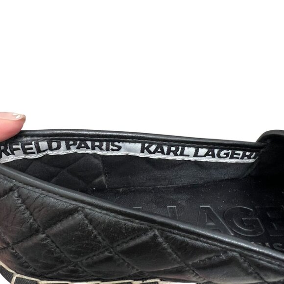 Karl Lagerfeld Paris DALIA Leather Quilted Platform Espadrilles women's sz 6.5 - Picture 8 of 12